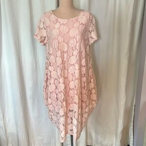 Pink Crochet floral Lined Shift Dress Yipinychu Xl